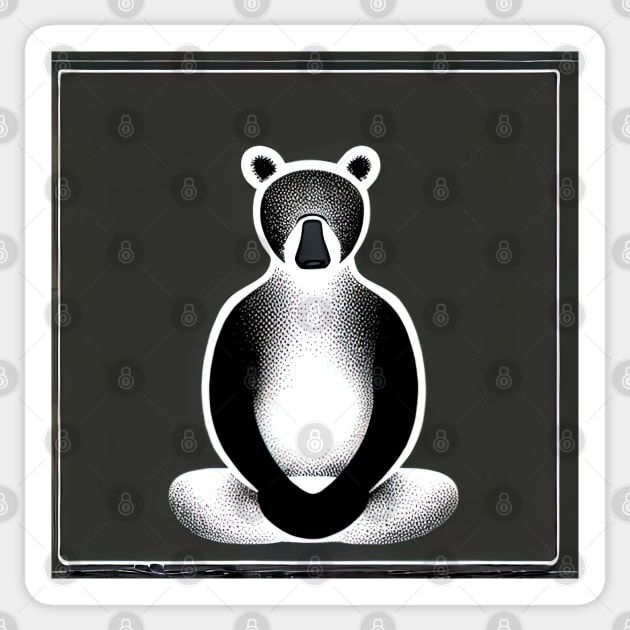 Black Bear Monk Sitting In Meditation Illustration Design Sticker by SubtleSplit
